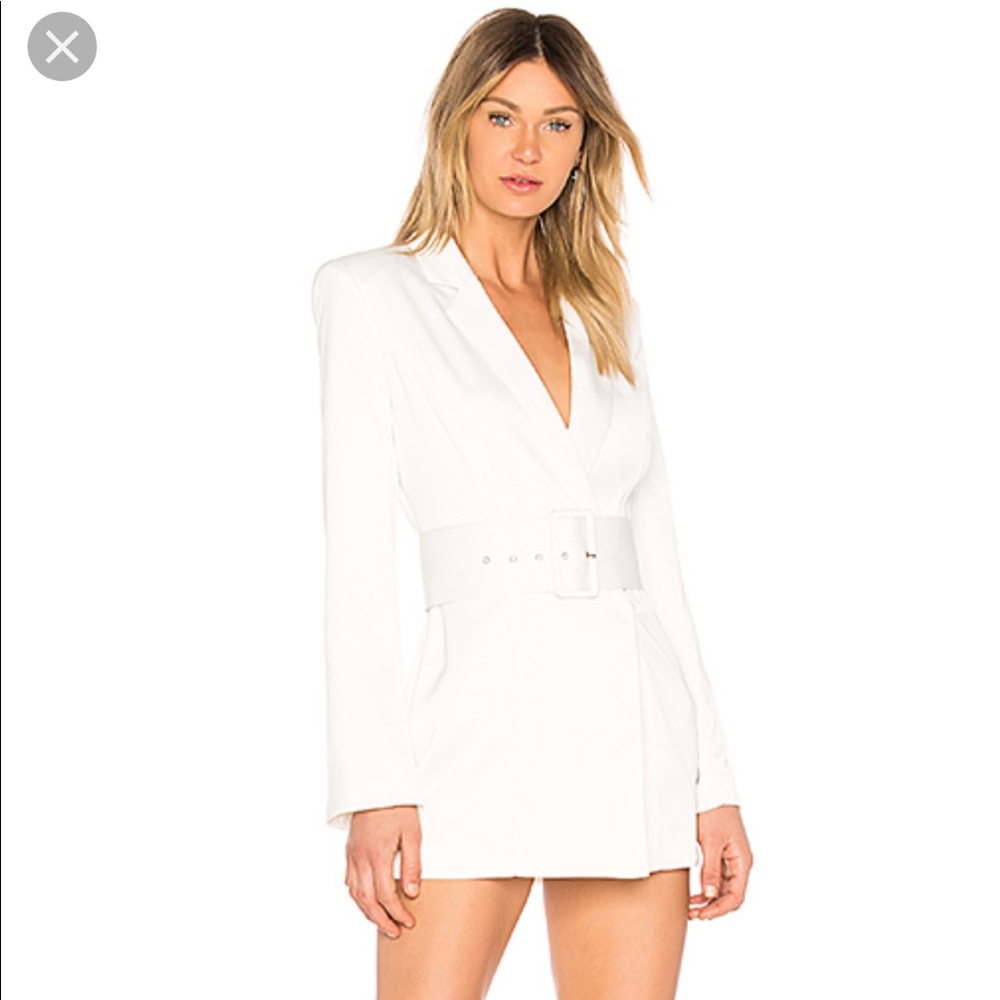 NBD white long sleeve blazer dress